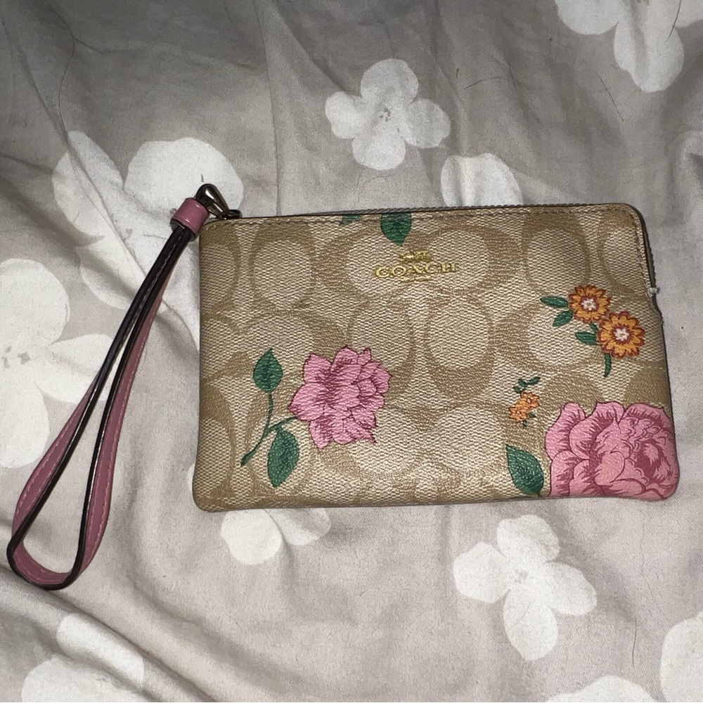 Coach floral wristlet